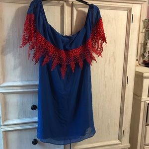 BOUTIQUE BLUE & RED PATRIOTIC USA Ole Miss DRESS